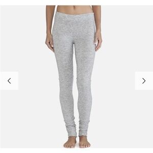 FREE PEOPLE INTIMATELY HEATHER GREY SOFT SCALLOPED TRIM RIBBED LEGGINGS GREY